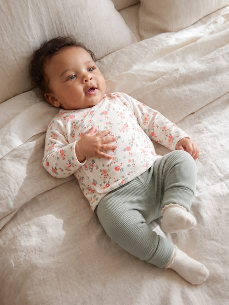 Brassière naissance manches longues cappuccino+écru+vert sauge 15 - vertbaudet enfant 