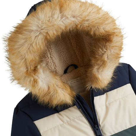Doudoune enfant imperméable doublée sherpa avec capuche noah Bleu 3 - vertbaudet enfant 