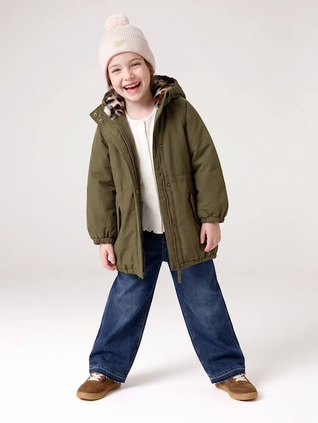 Parka fille à capuche doublée imitation fourrure bois de rose+camel+marine+noir+prune+vert foncé 55 - vertbaudet enfant 