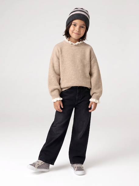 Pull col montant fille camel+vieux rose 7 - vertbaudet enfant 