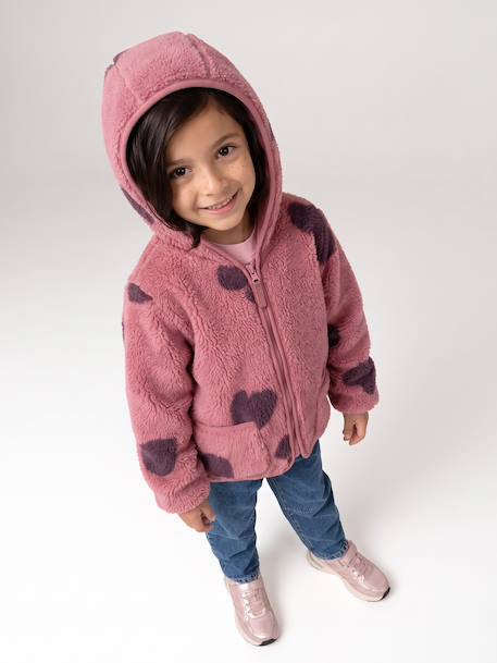 Veste fille sherpa motifs écru+mauve+vanille 12 - vertbaudet enfant 