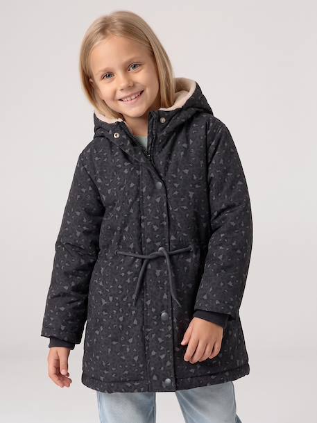 Parka fille à capuche romantique anthracite+marine+vert 2 - vertbaudet enfant 