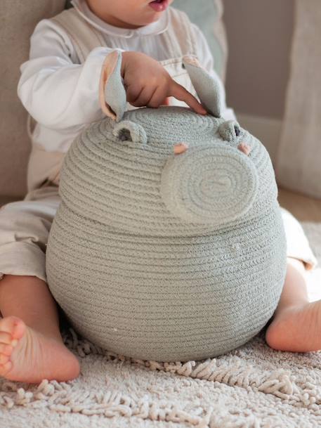 Panier henry l’hippopotame Bleu sauge, rose, gris foncé 1 - vertbaudet enfant 