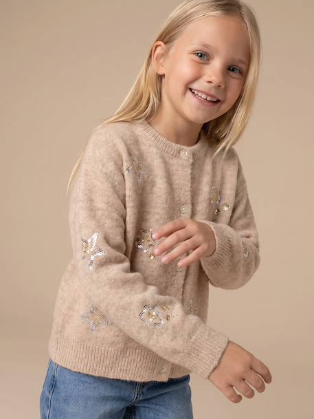 Gilet fille manches longues beige 3 - vertbaudet enfant 