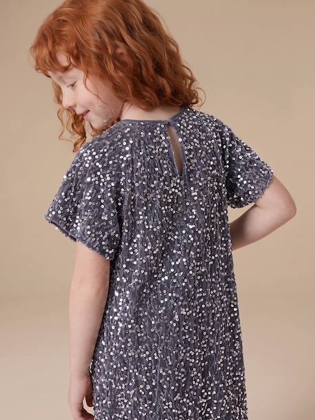 Robe fille en velours et sequins argenté+rose+rouge 7 - vertbaudet enfant 