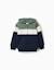 Sweat zippé en coton peigné à capuche et bloc de couleurs Vert foncé 1 - vertbaudet enfant 