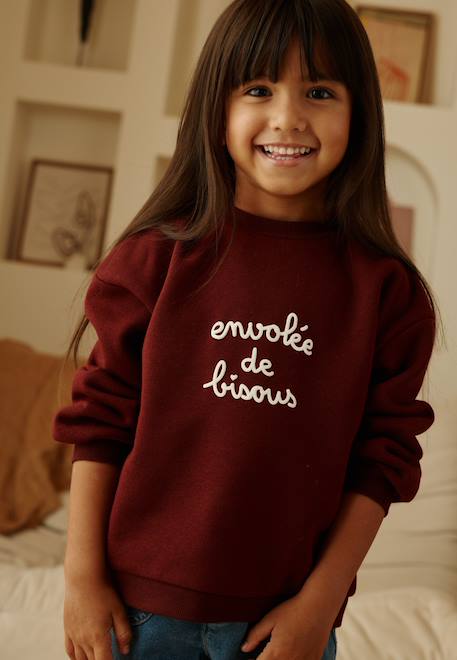 Sweat en molleton violette Rose 1 - vertbaudet enfant 