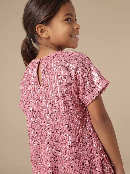 Robe fille en velours et sequins argenté+rose+rouge 14 - vertbaudet enfant 