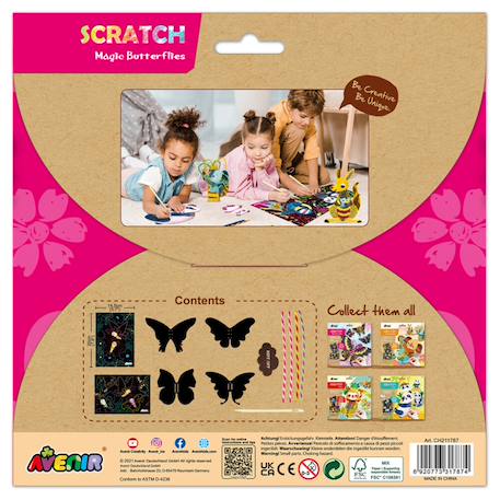 Art à gratter avec fils chenille - papillons Multicolor 6 - vertbaudet enfant 