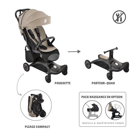 Poussette stroll•up 2en1 Gris+Noir+Taupe 18 - vertbaudet enfant 