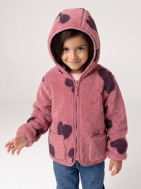 Veste fille sherpa motifs écru+mauve+vanille 9 - vertbaudet enfant 