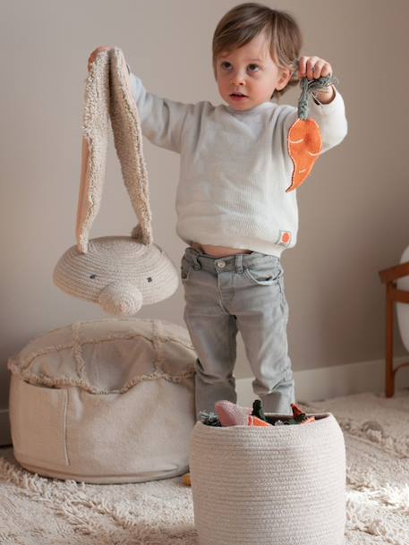Panier rita le lapin Naturel, rose, gris foncé 1 - vertbaudet enfant 