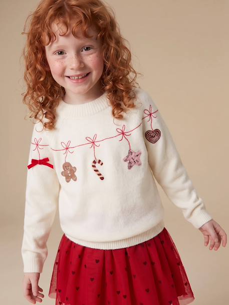 Pull de Noël fille manches longues écru 2 - vertbaudet enfant 
