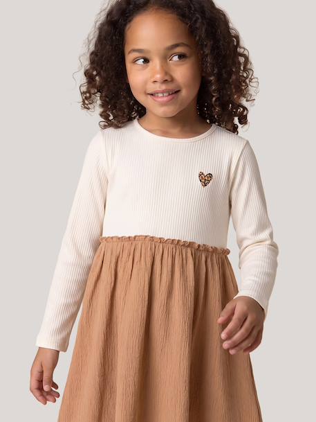 Robe 2 en 1 manches longues fille camel 7 - vertbaudet enfant 