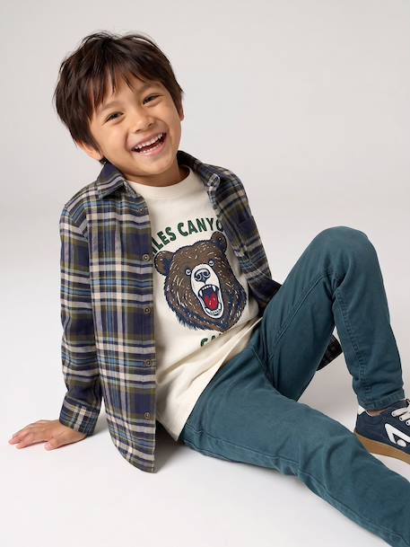 Chemise à carreaux en flanelle garçon bleu ardoise+bleu nuit+camel+carreaux marine+carreaux vert+vert anglais 22 - vertbaudet enfant 