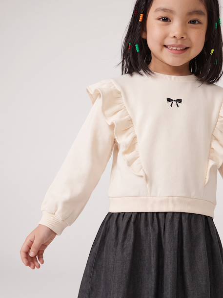 Robe manches longues fille écru+marine 8 - vertbaudet enfant 