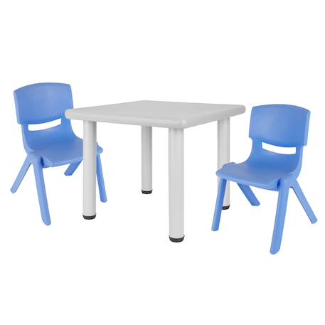 Table enfant avec 2 chaises Bleu et gris 2 - vertbaudet enfant 