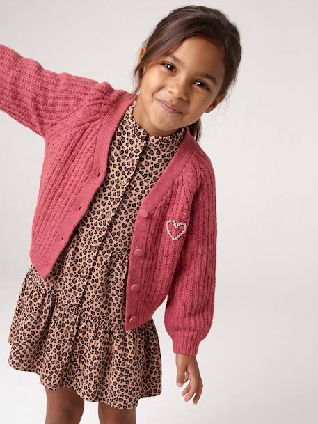 Gilet boutonné fille écru+vieux rose 8 - vertbaudet enfant 
