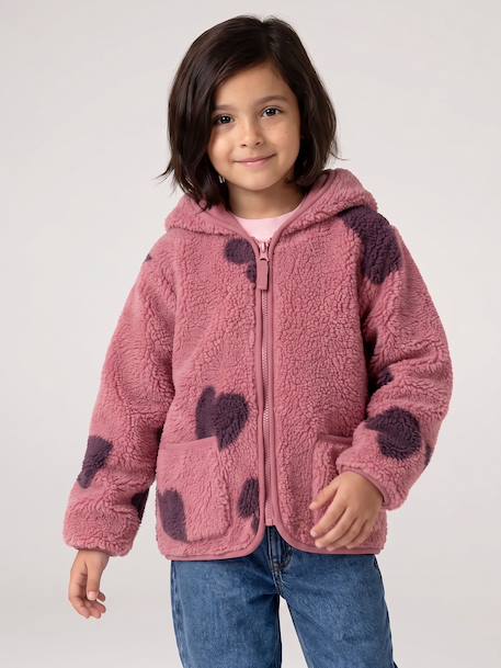 Veste fille sherpa motifs écru+mauve+vanille 8 - vertbaudet enfant 