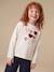 T-shirt fille animation coeur fille manches longues blanc+blush+écru+vert 2 - vertbaudet enfant 