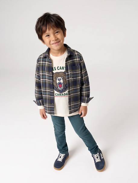 Chemise à carreaux en flanelle garçon bleu ardoise+bleu nuit+camel+carreaux marine+carreaux vert+vert anglais 30 - vertbaudet enfant 