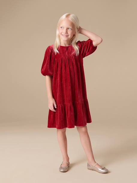 Robe enfant fille velours rouge 2 - vertbaudet enfant 