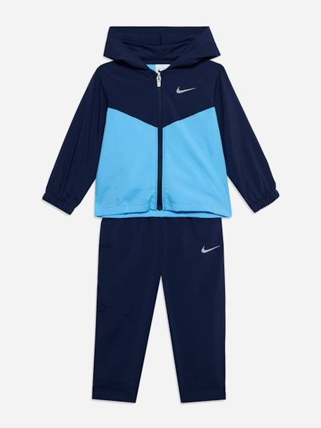 Ensemble 2 pièces gilet à capuche et bas Bleu foncé / ciel+Noir / gris foncé 1 - vertbaudet enfant 