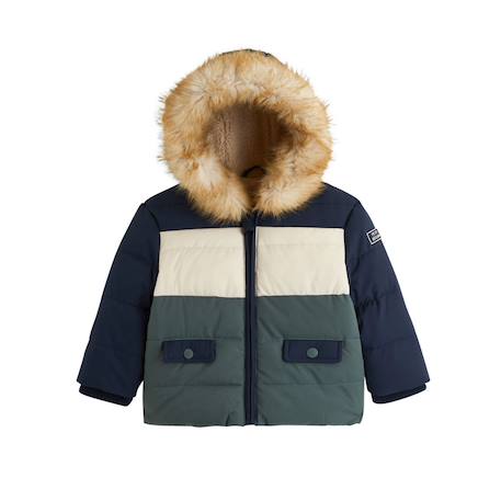 Doudoune enfant imperméable doublée sherpa avec capuche noah Bleu 2 - vertbaudet enfant 