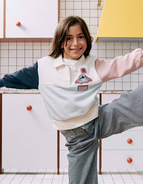 Sweat en coton avec imprimés stitch Bleu clair 1 - vertbaudet enfant 