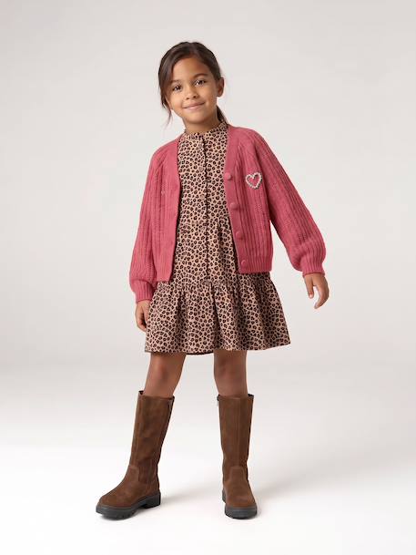 Gilet boutonné fille écru+vieux rose 14 - vertbaudet enfant 