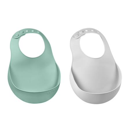Lot de 2 bavoirs en silicone Vert sauge 1 - vertbaudet enfant 