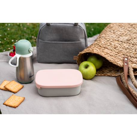 Boîte à repas en inox et silicone Gris velours / rose poudrée+Gris velours / vert sauge 6 - vertbaudet enfant 