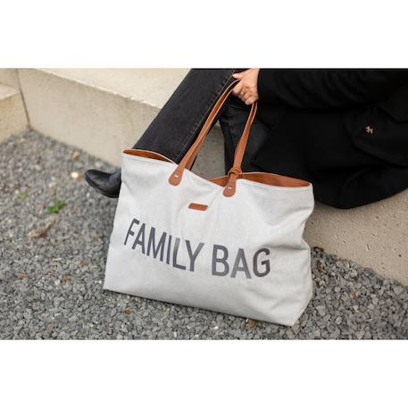Sac à langer de voyage grande contenance design family bag Blanc imprimé+Gris toile 12 - vertbaudet enfant 