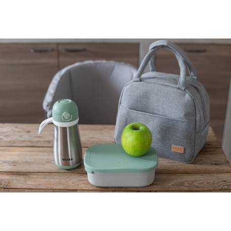 Boîte à repas en inox et silicone Gris velours / rose poudrée+Gris velours / vert sauge 12 - vertbaudet enfant 