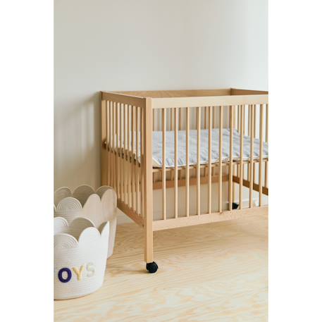 Parc pour bébé en bois + roues 95x75 cm parc 99 Blanc ancien+Marron et noir+Naturel+Noir 18 - vertbaudet enfant 