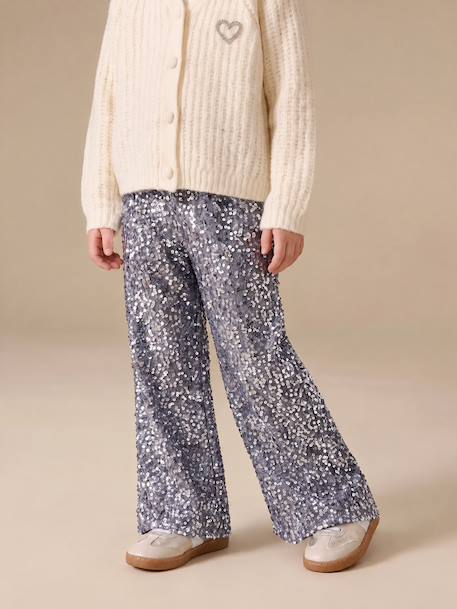 Pantalon large sequin noël fille argenté 1 - vertbaudet enfant 