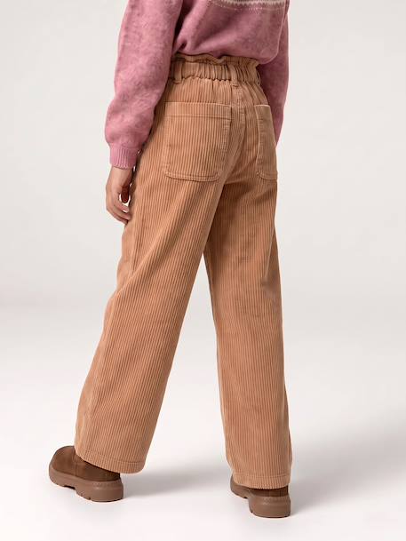 Pantalon fille large velours côtelé style paperbag bordeaux+camel+marine+mauve+olive 11 - vertbaudet enfant 