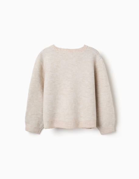 Cardigan en maille avec nœuds et pois jacquard Beige clair 4 - vertbaudet enfant 