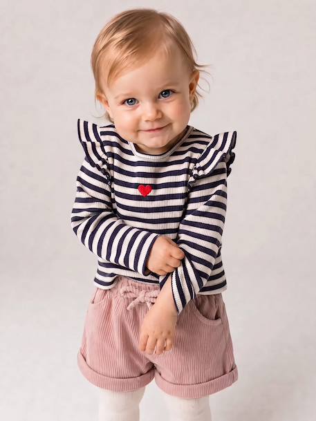Short en velours côtelé bébé fille noisette+rose poudré 11 - vertbaudet enfant 