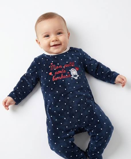 Pyjama bébé fille Fond marine imp pois blanc 1 - vertbaudet enfant 