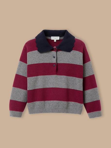 Pull milano rayé fille Rayure bordeaux 1 - vertbaudet enfant 