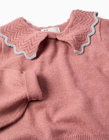 Pull en maille avec col en forme de nœud et lurex Rose 3 - vertbaudet enfant 