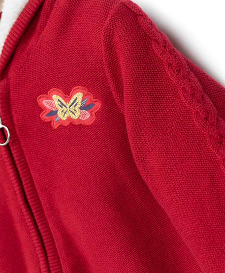 Veste tricot à capuche fille Rose framboise 3 - vertbaudet enfant 
