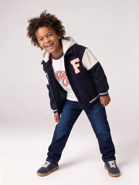 Blouson teddy garçon à capuche amovible marine 4 - vertbaudet enfant 