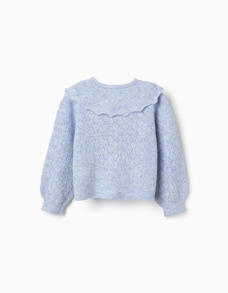 Cardigan en maille ajourée avec maxi col Bleu 2 - vertbaudet enfant 