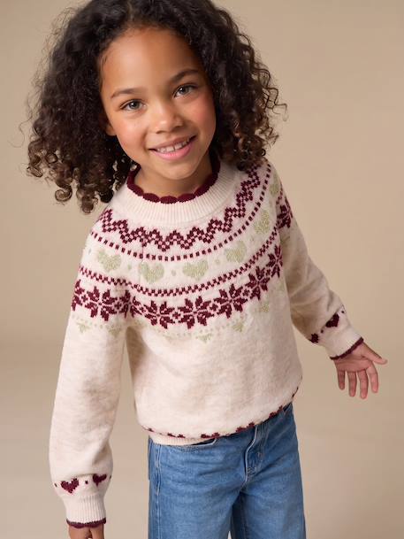 Pull de Noël fille manches longues écru 2 - vertbaudet enfant 