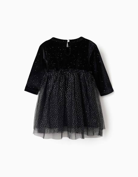 Robe à manches longues en velours et tulle avec lurex Noir 2 - vertbaudet enfant 
