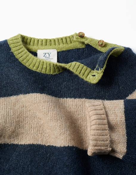 Pull en maille à rayures Bleu foncé 3 - vertbaudet enfant 