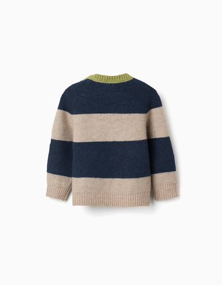 Pull en maille à rayures Bleu foncé 2 - vertbaudet enfant 