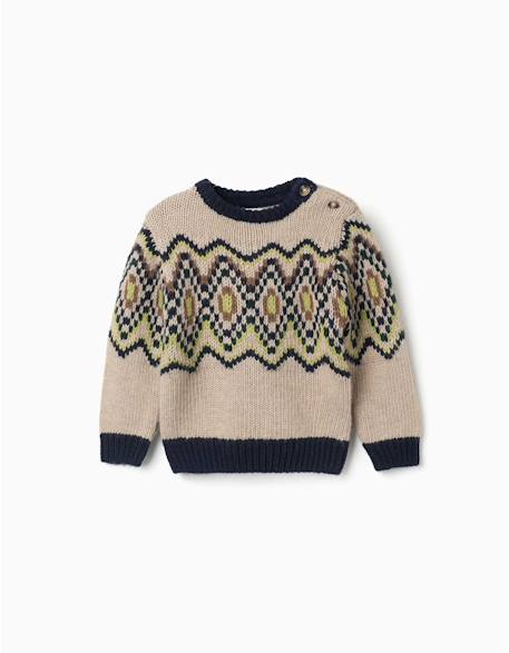 Pull en maille avec motif jacquard Beige 1 - vertbaudet enfant 